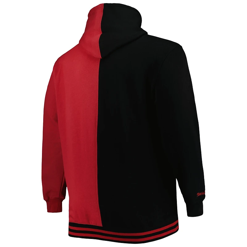 Chandail à capuchon fendu Big & Tall Hardwood Classics pour homme Mitchell Ness noir/rouge Miami Heat