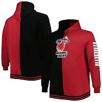Chandail à capuchon fendu Big & Tall Hardwood Classics pour homme Mitchell Ness noir/rouge Miami Heat