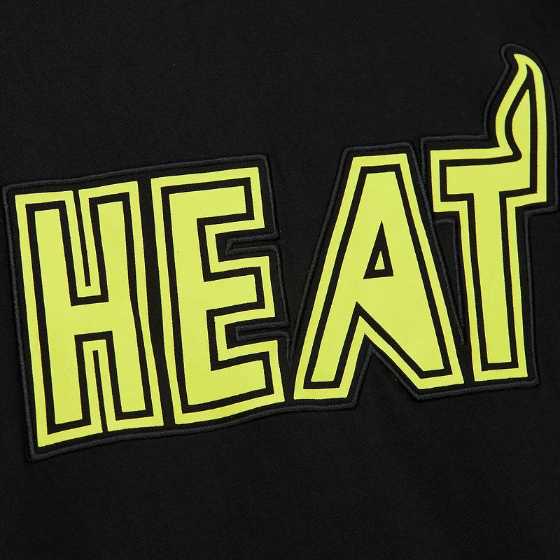 Men's Mitchell & Ness Black Miami Heat Hardwood Classics Neon Nights Premium T-Shirt