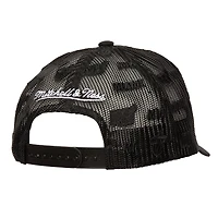 Men's Mitchell & Ness Black Miami Heat Monogram Allover Logo Mesh Trucker Adjustable Hat