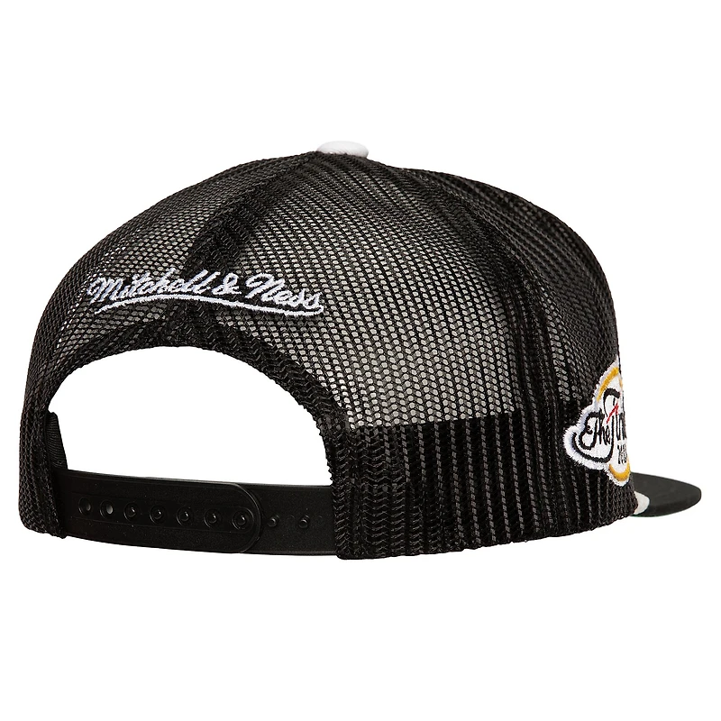 Casquette Snapback Miami Heat Roper Meshback Trucker noire Mitchell & Ness pour hommes