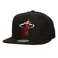 Casquette Snapback noire Miami Heat Shattered Mitchell & Ness pour hommes