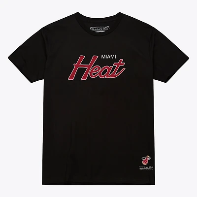T-shirt Mitchell & Ness blanc pour homme, logo vintage Miami Heat