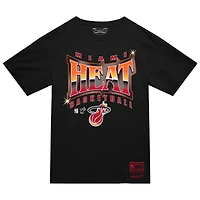 T-shirt Mitchell & Ness noir Miami Heat pour homme, collection mondiale, lumineux