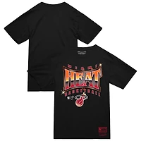 T-shirt Mitchell & Ness noir Miami Heat pour homme, collection mondiale, lumineux