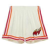 Men's Mitchell & Ness Cream Miami Heat Chainstitched Swingman Shorts