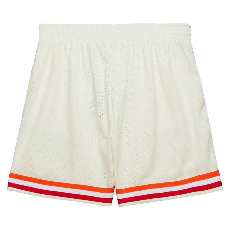 Men's Mitchell & Ness Cream Miami Heat Chainstitched Swingman Shorts