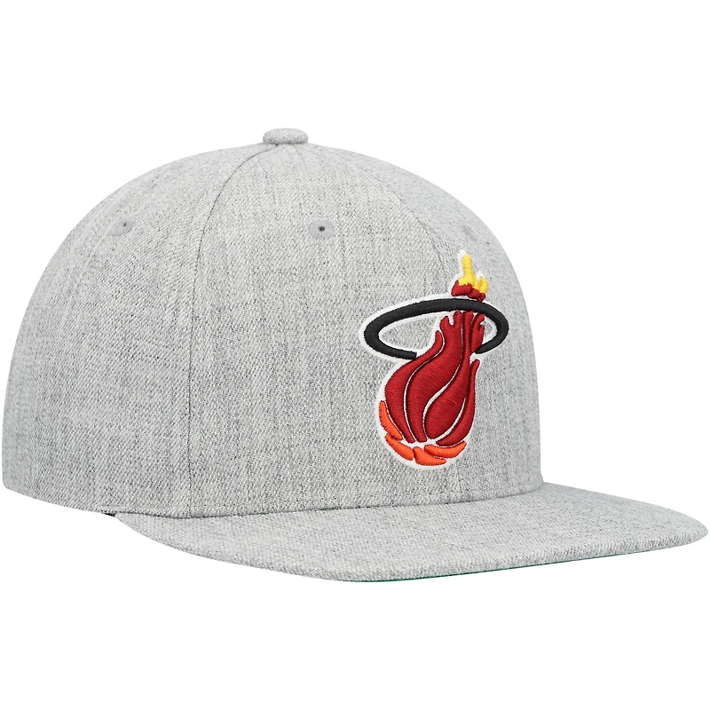 Casquette Snapback Miami Heat Hardwood Classics 2.0 pour homme, gris chiné, Mitchell & Ness