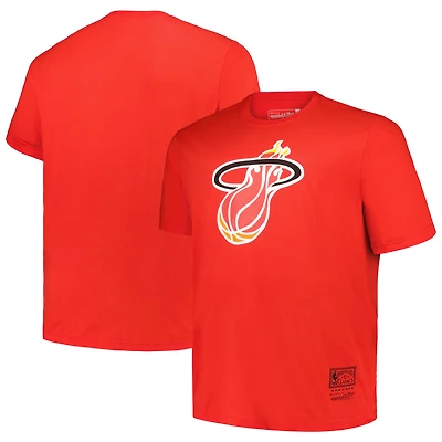 T-shirt rouge avec logo vintage Mitchell & Ness Miami Heat Big Tall Hardwood Classics pour hommes