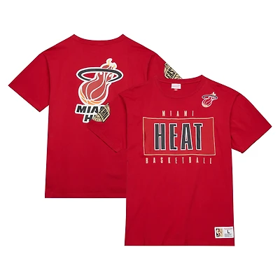 T-shirt Mitchell & Ness rouge Miami Heat Hardwood Classics Team OG 2.0 Premium avec logo vintage