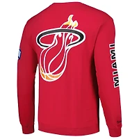 Men's Mitchell & Ness Red Miami Heat Hardwood Classics There and Back Pullover Sweatshirt