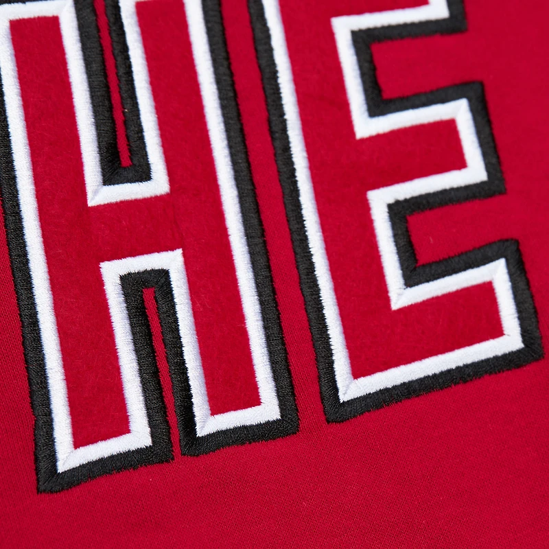 Men's Mitchell & Ness Red Miami Heat Hardwood Classics There and Back Pullover Sweatshirt