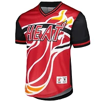 T-shirt à col en V maille Jumbotron 3.0 Miami Heat rouge Mitchell & Ness pour homme