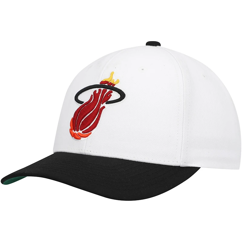 Casquette Snapback Miami Heat Hardwood Classics Core 2-Tone 2.0 Pro Mitchell & Ness pour homme, blanc/noir