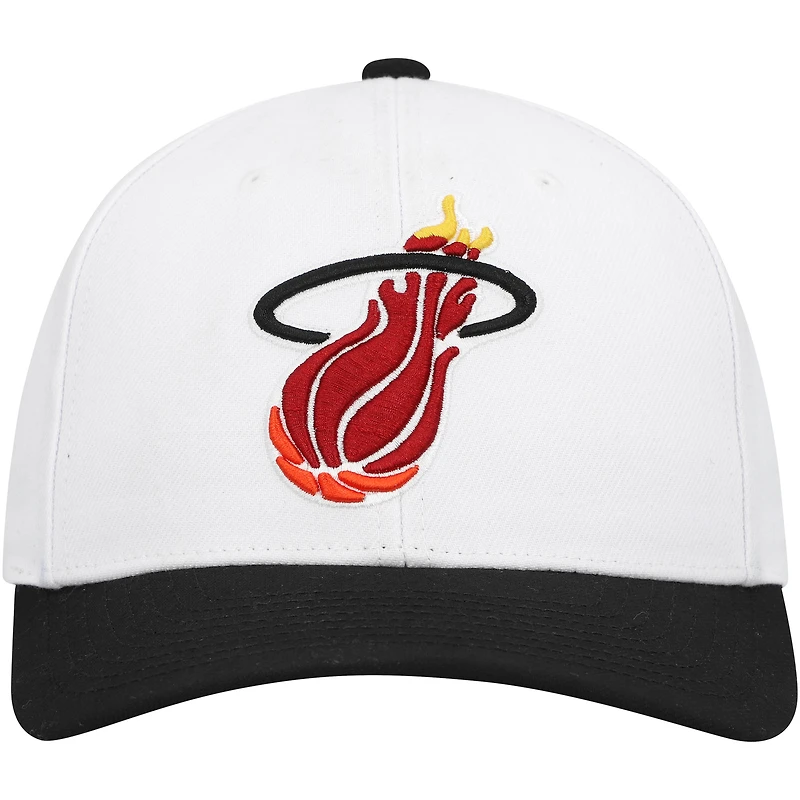 Casquette Snapback Miami Heat Hardwood Classics Core 2-Tone 2.0 Pro Mitchell & Ness pour homme, blanc/noir