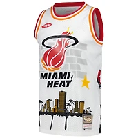 Men's Mitchell & Ness x Tats Cru White Miami Heat Hardwood Classics Fashion Jersey
