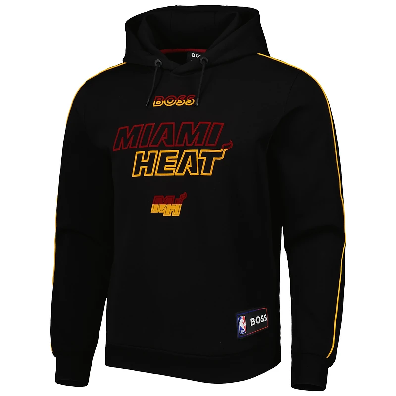Men's NBA x Hugo Boss Black Miami Heat Team Bounce Tri-Blend Pullover Hoodie