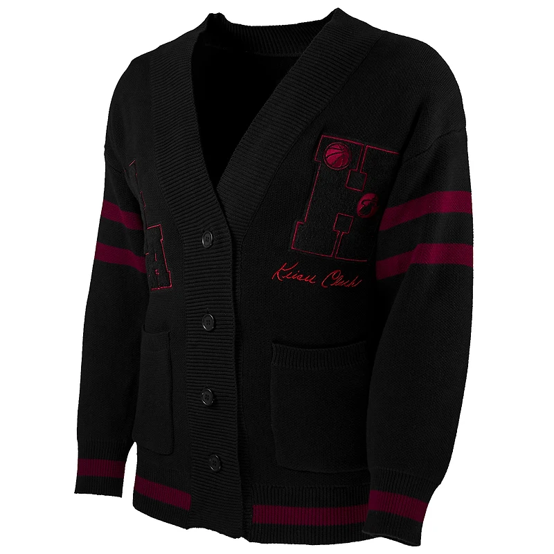 Men's NBA x Keiser Clark Black/Red Miami Heat No Caller ID Button-Up Cardigan