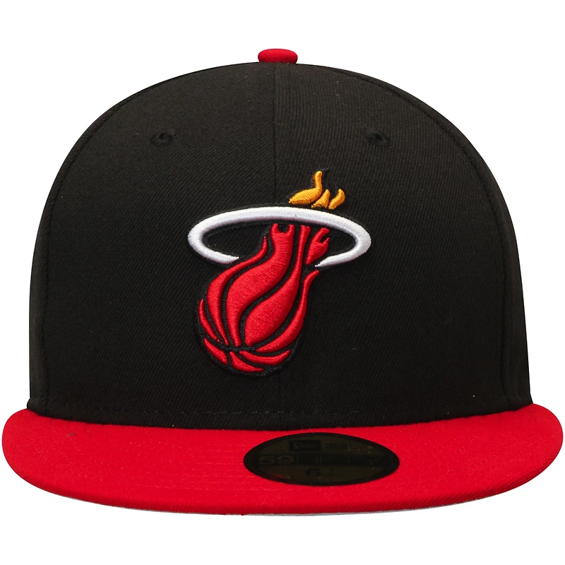 Men's New Era Black/Red Miami Heat Official Team Color 2Tone 59FIFTY Fitted Hat