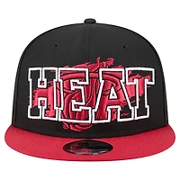 Men's New Era Black/Red Miami Heat Sport Night Splatter 2-Tone 9FIFTY Snapback Hat