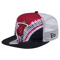 Casquette de golf à pression noire et rouge Miami Heat Throwback Dye pour homme New Era
