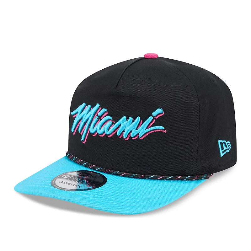 Casquette ajustable New Era Miami Heat City Edition 19TWENTY noire et turquoise pour homme