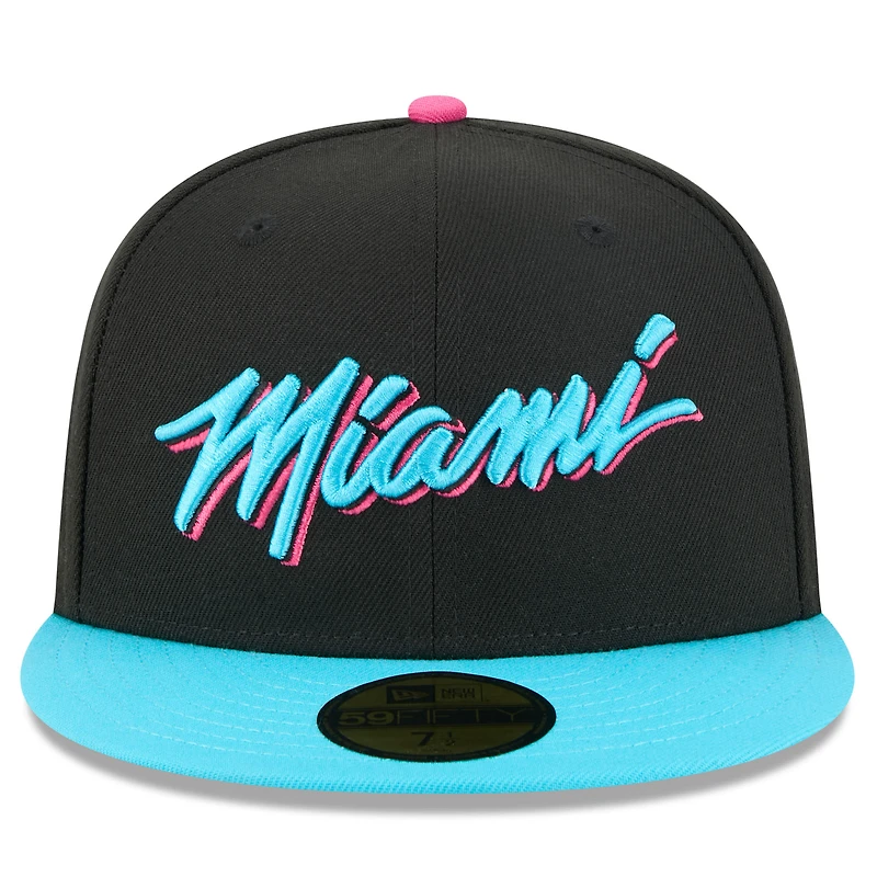 Men's New Era Black/Turquoise Miami Heat 2025/26 City Edition 59FIFTY Fitted Hat