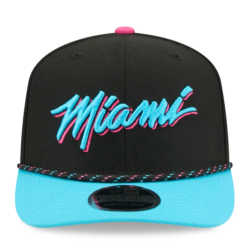Casquette ajustable New Era Miami Heat City Edition 2025/26 9SEVENTY noire et turquoise pour homme