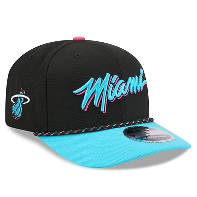 Casquette ajustable New Era Miami Heat City Edition 2025/26 9SEVENTY noire et turquoise pour homme
