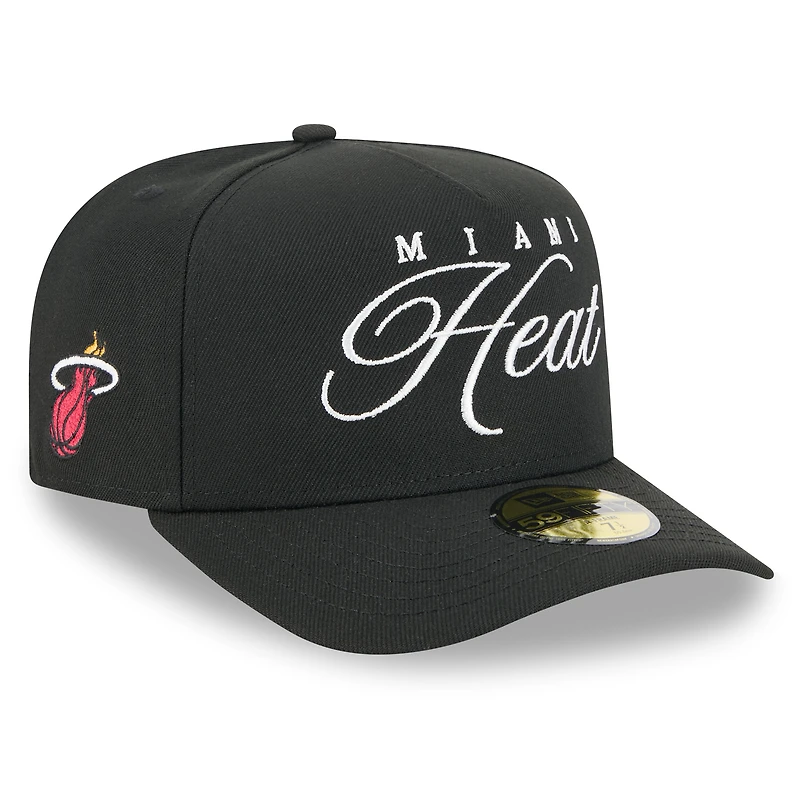 Casquette ajustée A-Frame 59FIFTY noire New Era pour homme, Miami Heat, draft NBA 2025