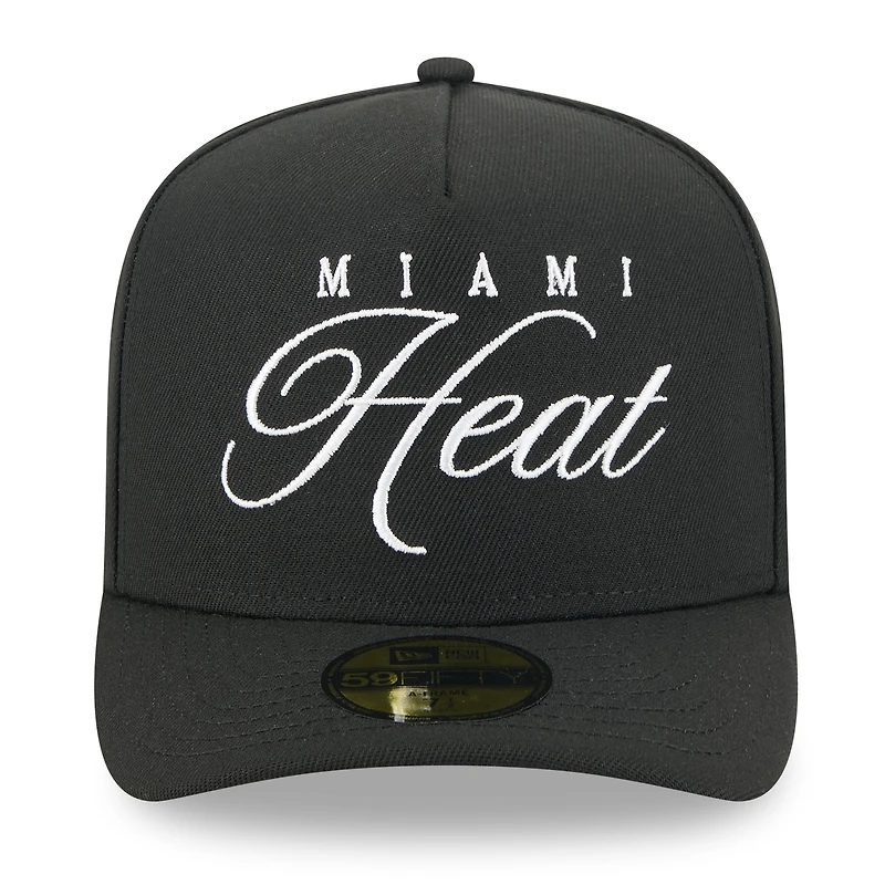 Casquette ajustée A-Frame 59FIFTY noire New Era pour homme, Miami Heat, draft NBA 2025