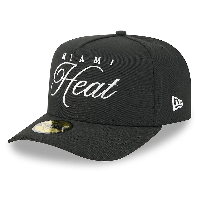 Casquette ajustée A-Frame 59FIFTY noire New Era pour homme, Miami Heat, draft NBA 2025
