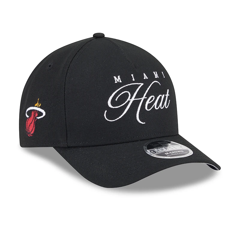 Casquette ajustable New Era noire Miami Heat 2025 NBA Draft M-Crown A-Frame 9FORTY pour homme