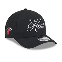 Casquette ajustable New Era noire Miami Heat 2025 NBA Draft M-Crown A-Frame 9FORTY pour homme