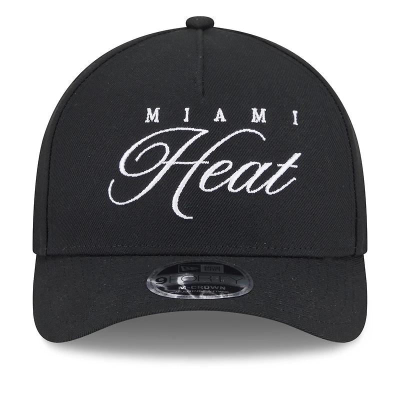 Casquette ajustable New Era noire Miami Heat 2025 NBA Draft M-Crown A-Frame 9FORTY pour homme