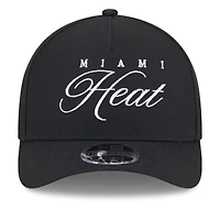 Casquette ajustable New Era noire Miami Heat 2025 NBA Draft M-Crown A-Frame 9FORTY pour homme