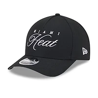 Casquette ajustable New Era noire Miami Heat 2025 NBA Draft M-Crown A-Frame 9FORTY pour homme
