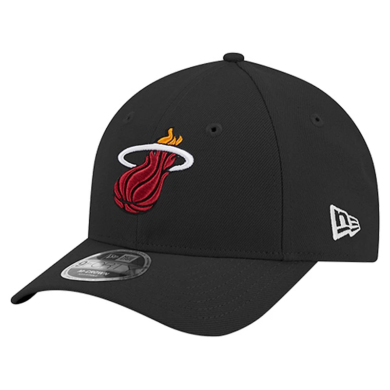 Men's New Era Black Miami Heat 9FORTY Stock M-Crown Adjustable Hat