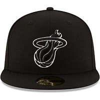 Men's New Era Black Miami Heat & White Logo 59FIFTY Fitted Hat