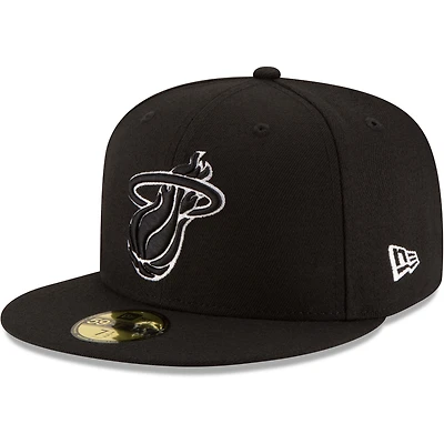 Casquette ajustée 59FIFTY avec logo Miami Heat noir et blanc New Era pour homme