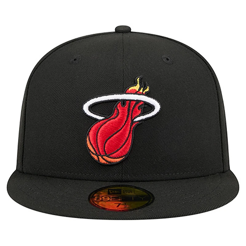Casquette ajustée New Era 59FIFTY pour homme, logo Miami Heat Core noir