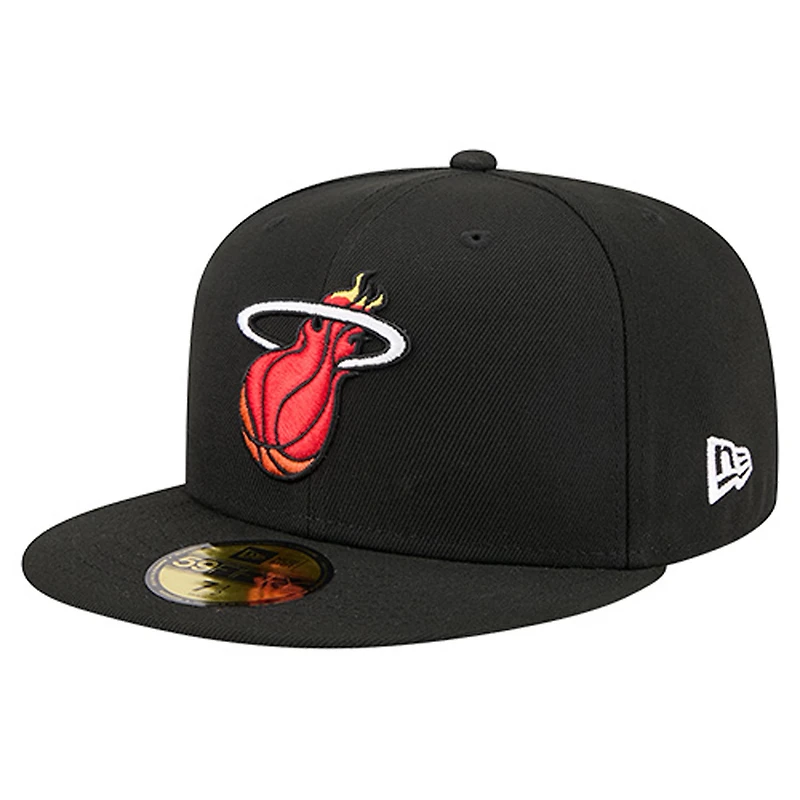 Men's New Era Black Miami Heat Core Logo 59FIFTY Fitted Hat