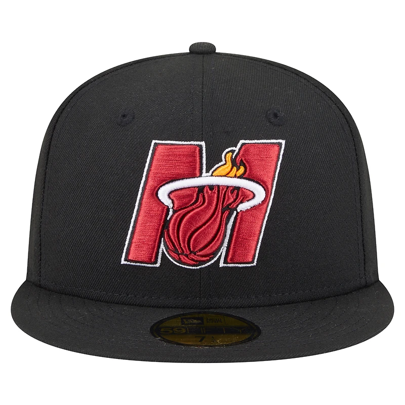 Men's New Era  Black Miami Heat Deceptor 59FIFTY Fitted Hat