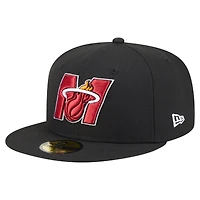Men's New Era  Black Miami Heat Deceptor 59FIFTY Fitted Hat
