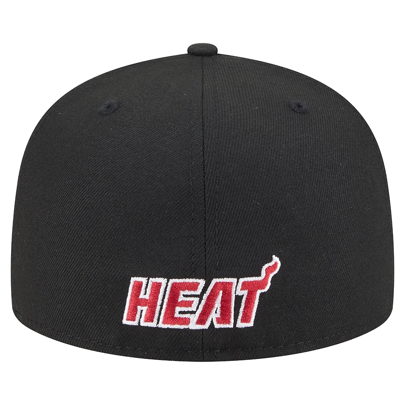 Men's New Era  Black Miami Heat Deceptor 59FIFTY Fitted Hat