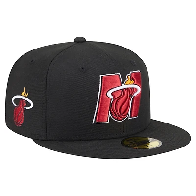 Men's New Era  Black Miami Heat Deceptor 59FIFTY Fitted Hat