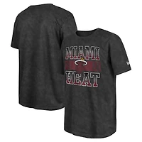 T-shirt surdimensionné noir délavé aux enzymes Miami Heat New Era pour hommes