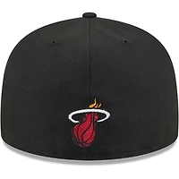 Men's New Era  Black Miami Heat Game Day Hollow Logo Mashup 59FIFTY Fitted Hat