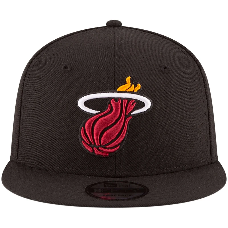 Men's New Era Black Miami Heat Official Team Color 9FIFTY Snapback Hat