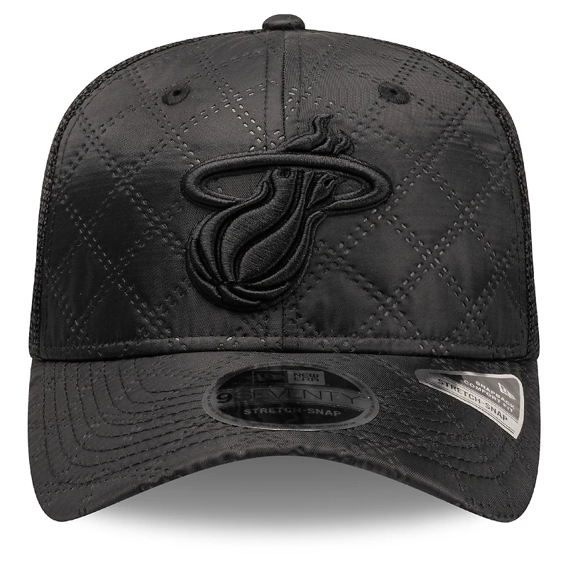 Casquette ajustable en nylon matelassé noir Miami Heat 9SEVENTY de New Era pour homme